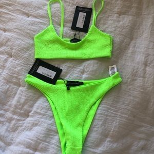 Lime crinkle cut bikini set
